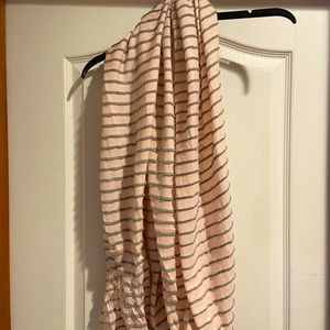Eddie Bauer pink and gray infinity scarf.